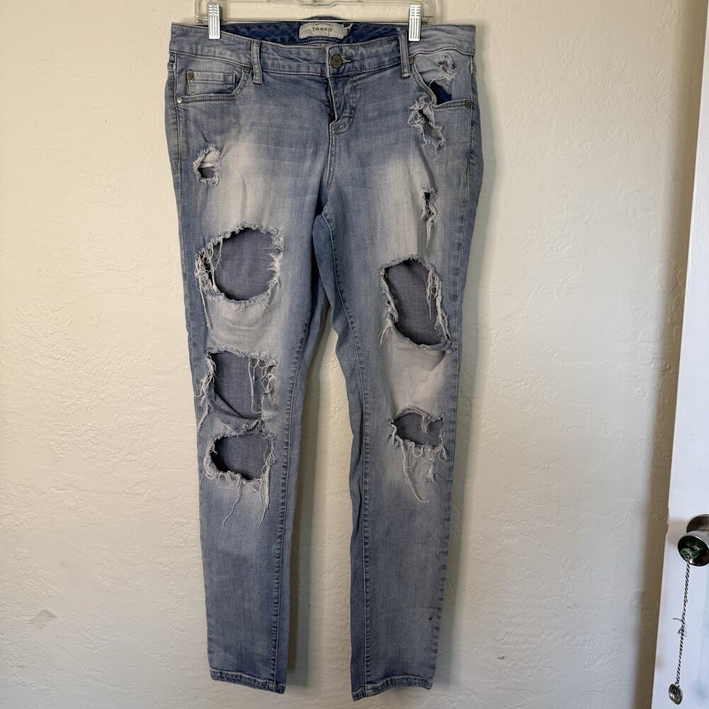 Torrid Jeans Women's Size 12T Blue Extra Distressed Light Washed